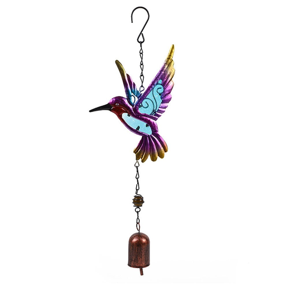 Hummingbird Metal Wind Chime with Bell for Garden Outdoor and Indoor Hanging Ornament with Relaxing Breeze Sounds (A)