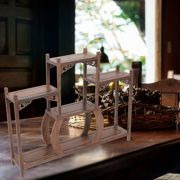 FOMIYES Small Rack Wooden Brown 1Pcs 13.4X11.4X3.1In