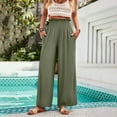 thumbnail image 2 of qolati Wide Leg Pants Women 2024 Summer Trendy Casual Flowy Lounge Trousers Dressy Smocked High Waisted Palazzo Beach Pants with Pockets, 2 of 6