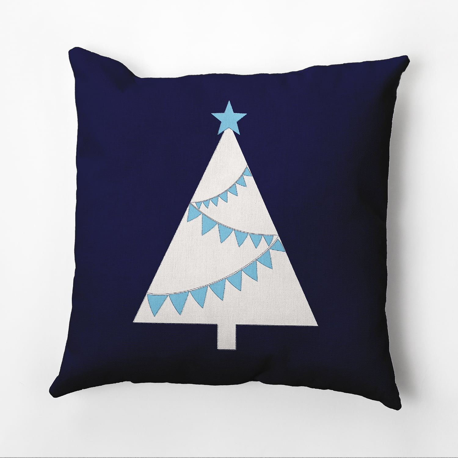 16" x 16" Simply Daisy Garland Tree Polyester Accent Pillow, Navy (1 Count)