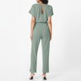 thumbnail image 4 of Huankd Womens Summer Casual Short Sleeve Pants Suit Beach Vacation Romper Belted Dressy Wedding Guest Jumpsuit Jumper Mint Green 2XL, 4 of 5