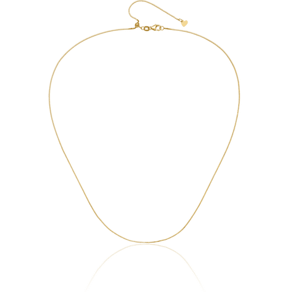 14K Solid Yellow Gold Adjustable 0.8mm Box Link Chain Necklace