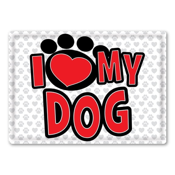 I Love My Dog 2.5" x 3.5" Rectangle Button with Magnetic Badge Back by Magnet America