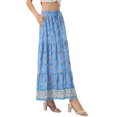 thumbnail image 4 of INSPIRE CHIC Women's Boho Skirts Floral Print Spring Summer Elastic Waist Casual Maxi Skirts XL Sky Blue, 4 of 5