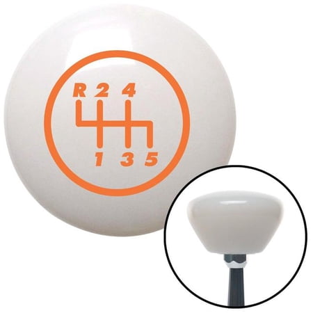 American Shifter Orange 5 Speed Shift Pattern - 5RUL White Retro Shift Knob with M16 x 1.5 Insert Brody