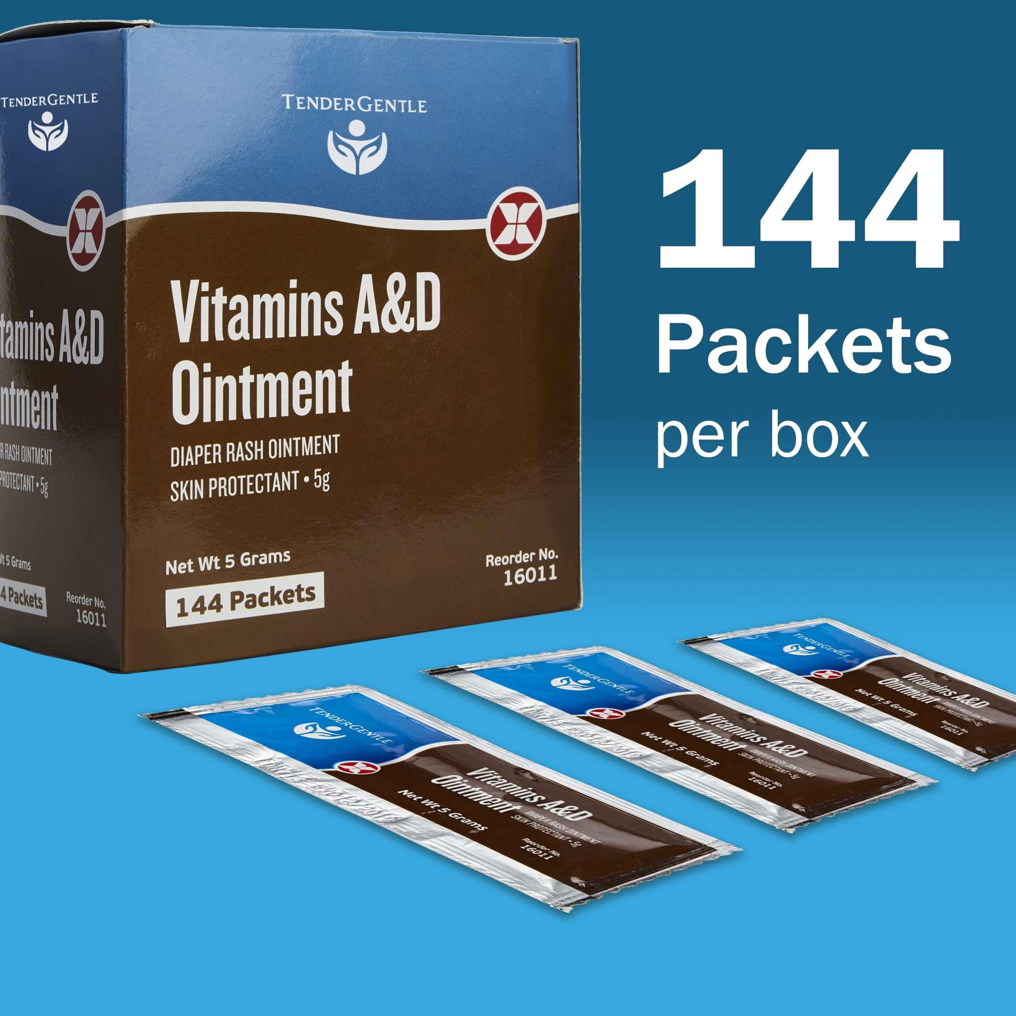 Tender Gentle Vitamin A&D Ointment Packets for Baby Diaper Rashes - 144 Packets of A and D Skin Protectant Cream