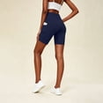 thumbnail image 5 of TEAJOPSUU Womens Tummy Control Yoga Shorts Slim Fitted Workout High Waist Shorts with Pockets Form Fitting Legging Shorts for Gym Sports Navy, 5 of 9