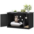 thumbnail image 6 of Hzuaneri 39.4" Cat Litter Box Enclosure, Hidden Cabinet Furniture with Bell, Farmhouse Style, Black, 6 of 8
