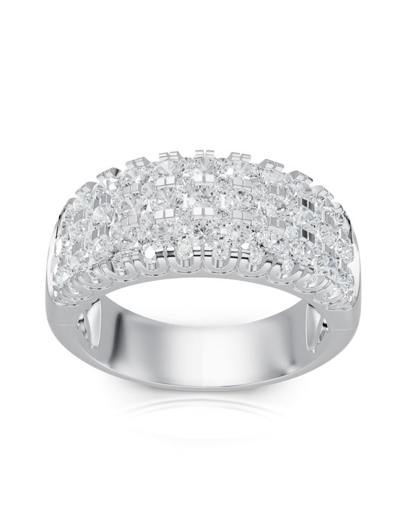 1 Carat Lab Grown Round Diamond Anniversary Band Ring in 14K White Gold (VVS, F Color) 77 Stones, Elegant Eternity Style, Sizes 9