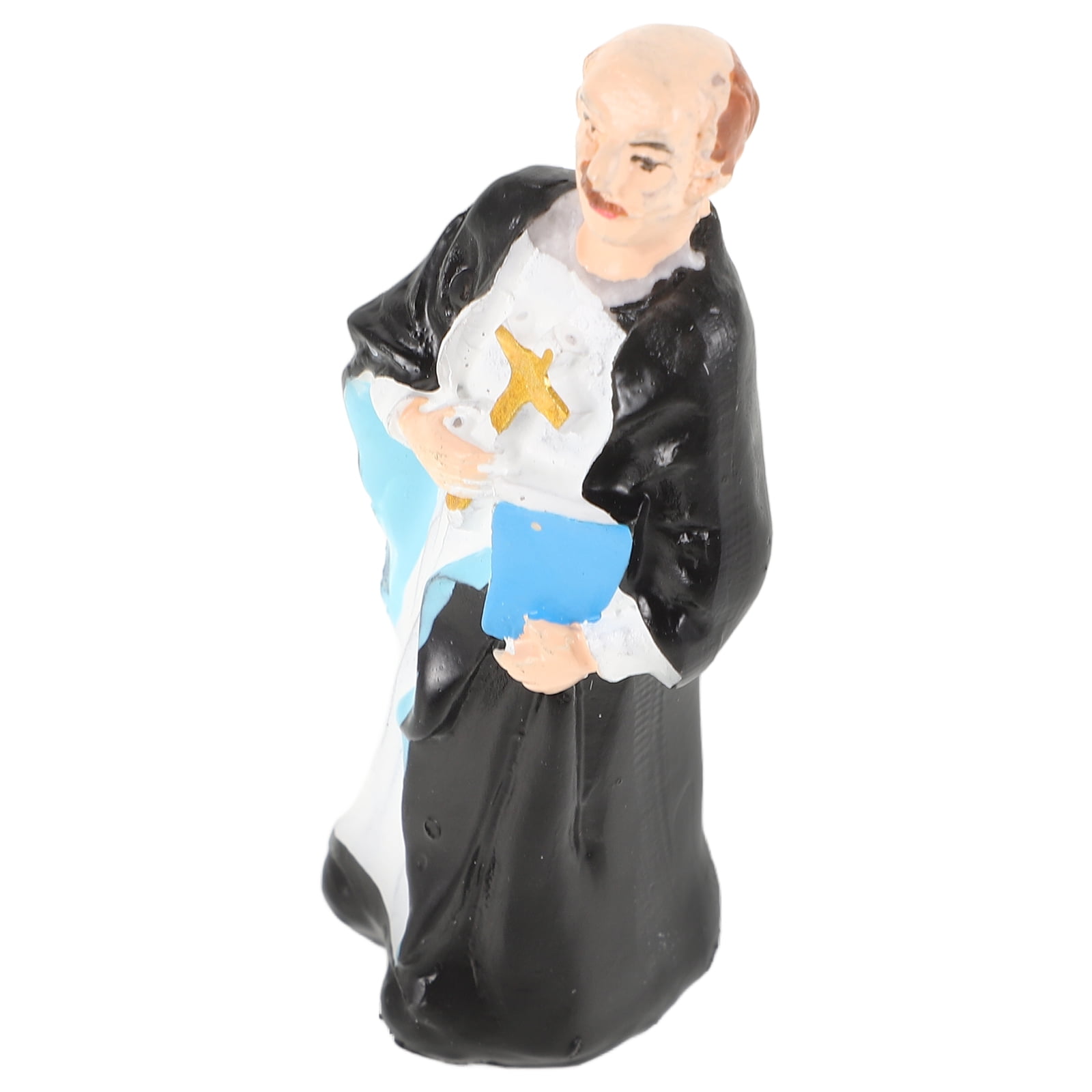 ELAYARD Decorative Resin Priest Figurine Small Size Home Statue Decoration for Office Desk