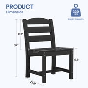 KINGYES 7-Piece Outdoor Dining Set, All Weather HDPE Patio Table and Chairs with Umbrella Hole, Black