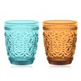 thumbnail image 1 of 2 Pcs Verre à Whisky Rétro Embossé Coloré 250ml Verre Épais Résistant à la Chaleur, 1 of 5