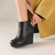 thumbnail image 4 of NECHOLOGY Botas Mujer Zapatos Botines mujer Botas de invierno con tacón y cremallera, prendas de vestir, botines negros clásicos a la moda, botas transpirables de malla con tacón grueso (Black, 7.5), 4 of 7