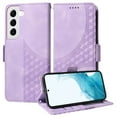thumbnail image 2 of ELEHOLD For Samsung Galaxy S22 Leather Wallet Phone Case, Embossed Diamond Folio Flip Cover, Card Holder Cash Slot, Stand Support, Wrist Strap Lanyard -Purple, 2 of 10
