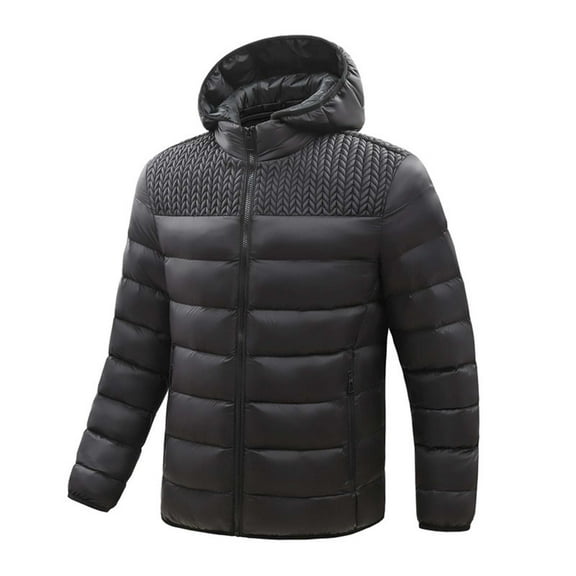 Jjayotai Men's Jacket Clearance, Winter Puffer Jackets, Fleece Warm Lightweight Coat, Cold Weather Outerwear Black XXL