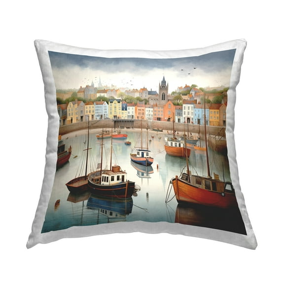 Stupell Industries Beach Town Pier Decorative Printed Throw Pillow, 18 x 18