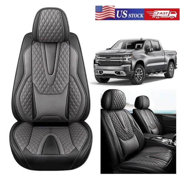 HUONA Custom For Chevrolet Silverado 1500 GMC 2500HD 3500HD Deluxe Leather Seat Covers