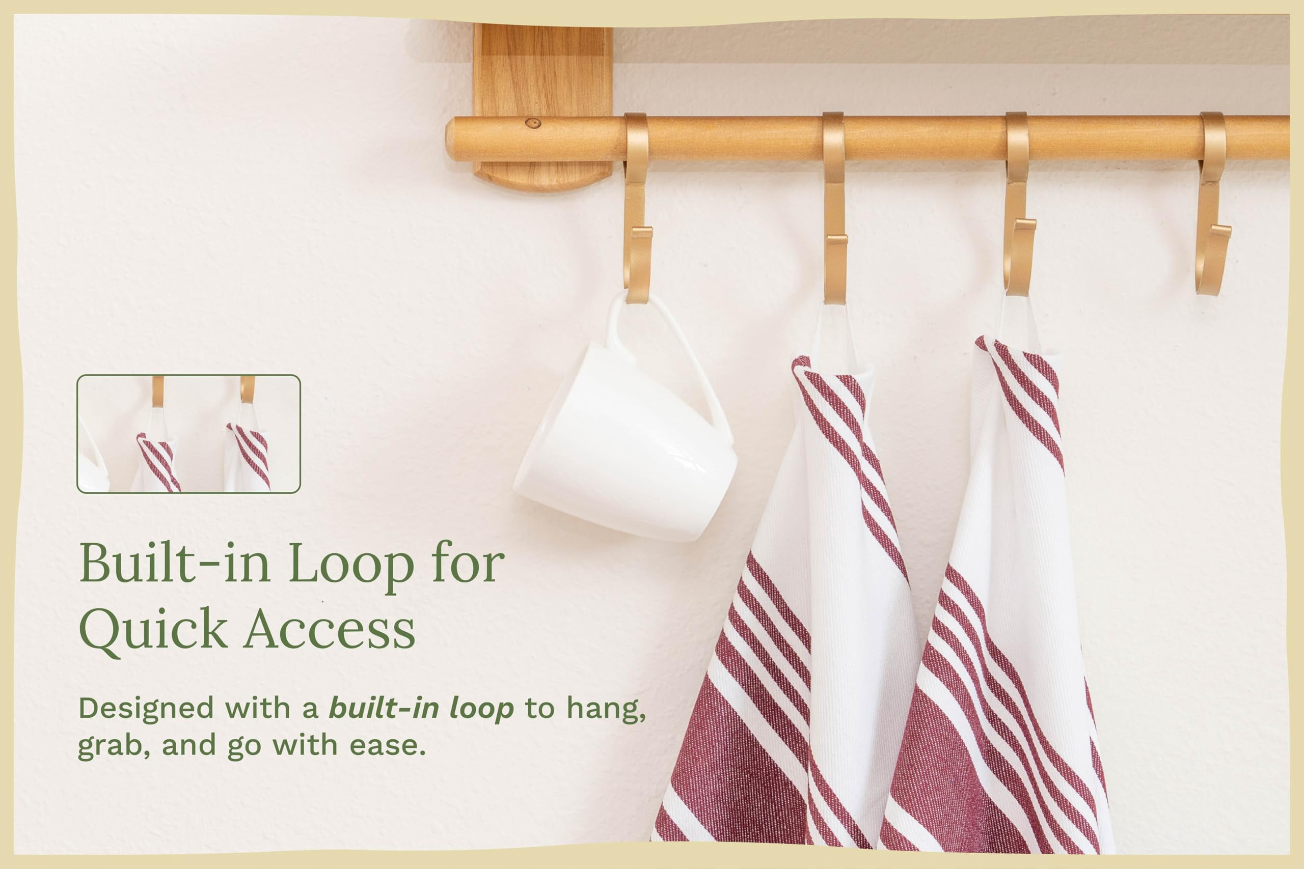Large Absorbent Dish Towels, Striped, Cotton, 30x20", (Maroon, Pack of 6)