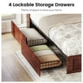 thumbnail image 5 of Twin Size Bed Frame, Farmhouse Wooden Platform Twin Bed with Storage Headboard Bookcase and 4 Footboard Storage Drawers Oak Brown, 5 of 13