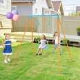 thumbnail image 2 of Gymax Toddler Swing Heavy Duty Metal Swing Set w/ A Frame Adjustable Ropes Blue & Orange, 2 of 9