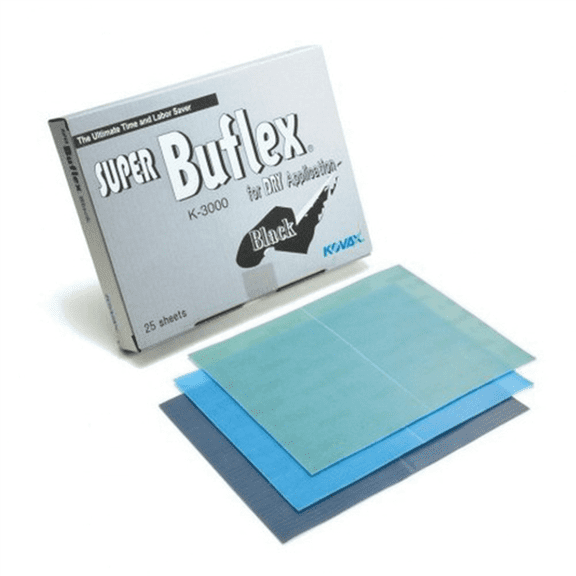Eagle Abrasives, Inc. KOVAX Super Buflex 191-1531 Super-Tack Buflex Sheet, 130 mm W x 170 mm L, 3000 Grit, K-3000 Grade, Black