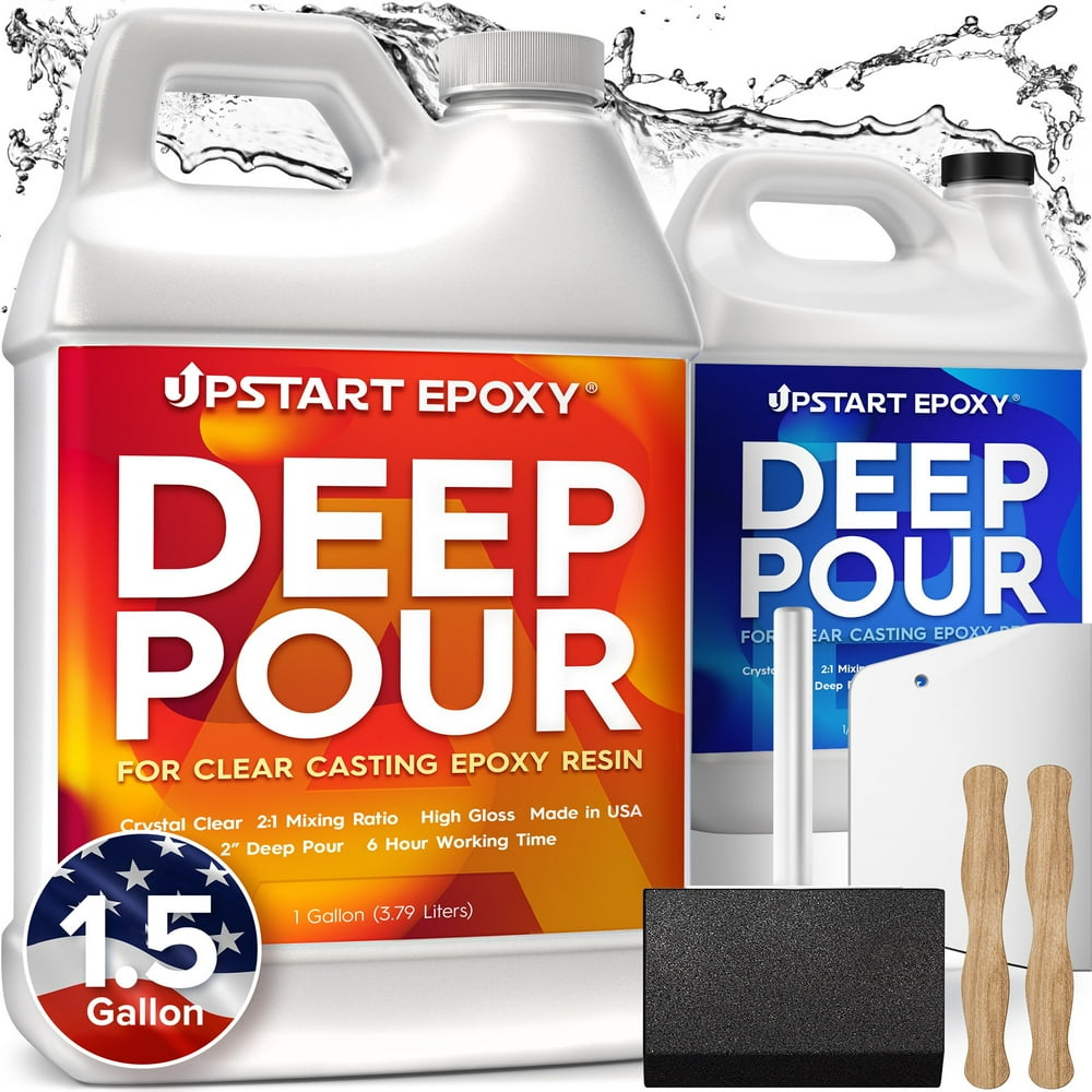 Upstart Epoxy Deep Pour Resin 1.5 Gallon Kit Crystal Clear 2" Deep