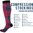 thumbnail image 4 of FREEAMG Red Black Buffalo Plaid Compression Socks for Men & Women Knee High Stockings for Running, Sport, Hiking & Travel, 4 of 7