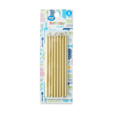 Great Value Tall Birthday Candles, Gold, 8 Count