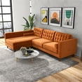 thumbnail image 3 of Pemberly Row Mid-Century L-Shaped Velvet left-facing Sectional in Orange, 3 of 6