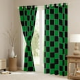 thumbnail image 3 of jejeloiu Modern Geometric Plaid Curtains Pack of 2 (42x84 Each),Retro Grid Pattern Curtains Blackout,Green Black Bedroom Curtains For Girls Boys,Super Cozy Room Decor, 3 of 6
