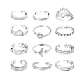 thumbnail image 1 of Estbridge 12PcsSet Jewelry SilverGoldRose Gold Toe Aolly Rings Gifts Women, 1 of 8