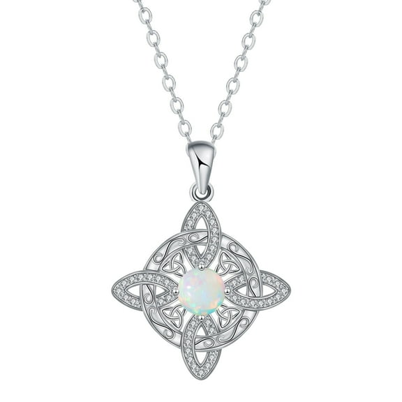 Celtic Knot Necklace for Women 925 Sterling Silver Cross Knot Pendant Birthstones Jewelry Birthday Gift for Her Wife Girlfriend Mom Daughter