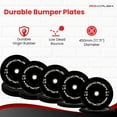 thumbnail image 5 of Iron Crush Olympic Bumper Plates Set - Virgin Rubber Weights for Strength Training - Stainless Steel Inserts, Fits 2" Barbells - Low, Dead Bounce for Safety - 10lb to 45lb - Sold in Pairs, 5 of 7