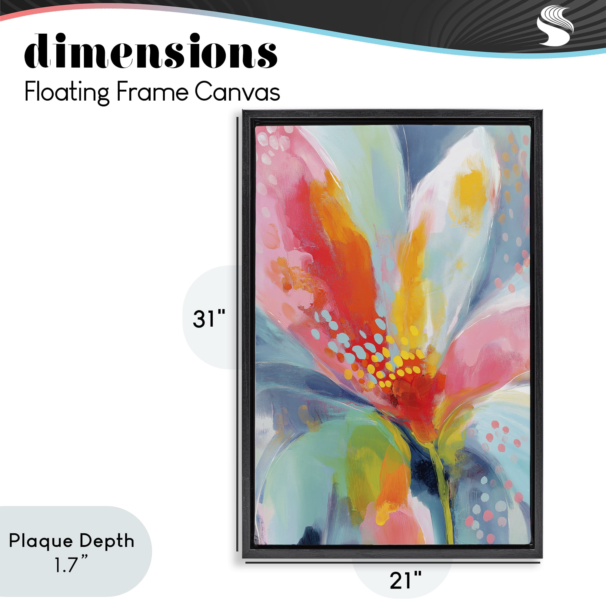 Stupell Industries Dotted Bloom Expression Black Framed Floater Canvas Wall Art, design by Chromatic Storm Studio