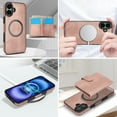 thumbnail image 6 of 2 in 1 Detachable Magnetic Phone Cases Compatible with iPhone 16, with Credit Card Holder, Classic Durable Premium PU Leather Kickstand Rugged Flip Cover for Women Men, Rosegold, 6 of 6