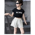 thumbnail image 5 of GiLiling Girls Distressed Denim Shorts, Elastic Waist Ripped Frayed Hem Sparkle Summer Jean Shorts for Kids Teens (White, 9-10 Years), 5 of 5