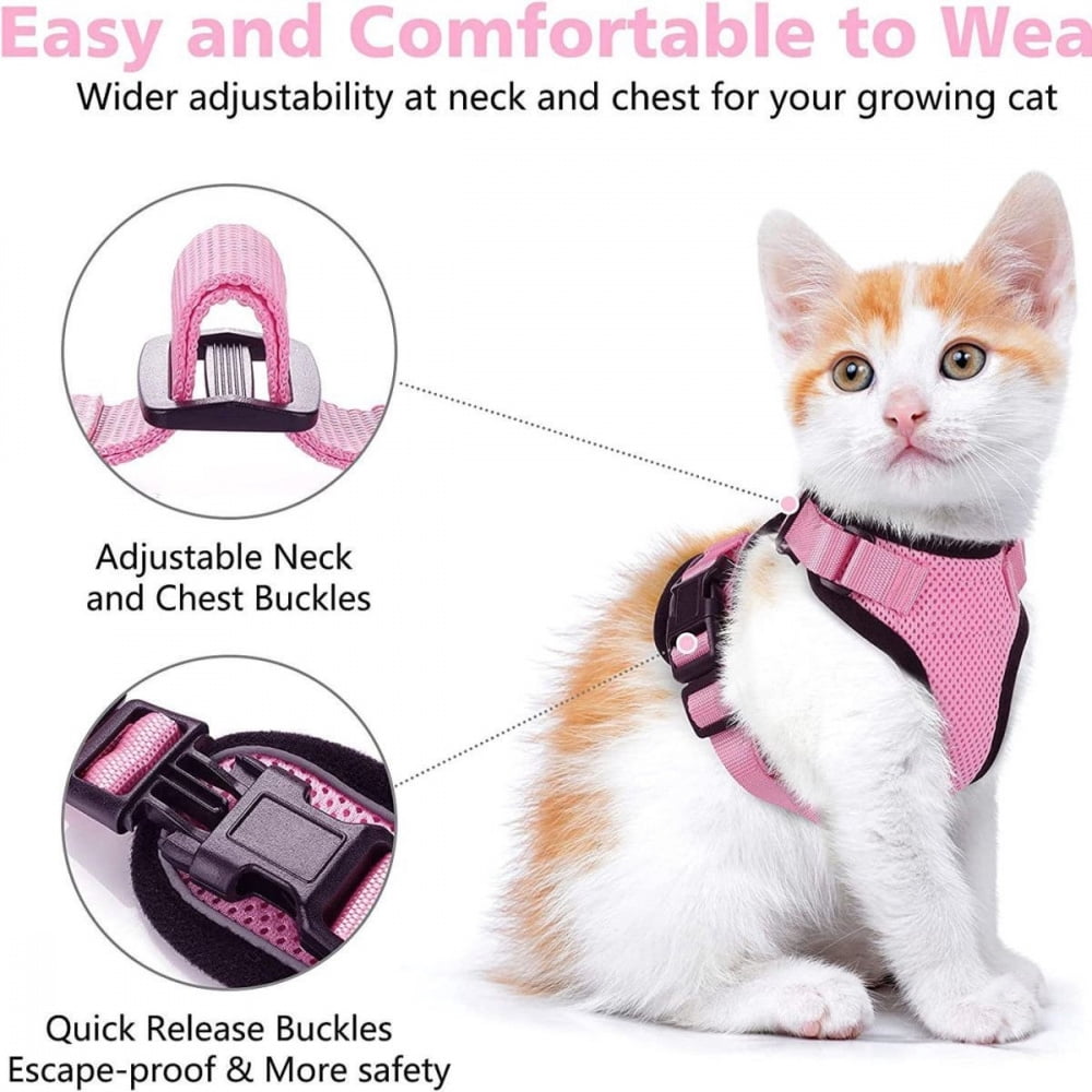 Cat and small dog harness traction rope for walking, anti escape soft adjustable vest harness, easy to control breathable jacket