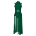 thumbnail image 3 of Jelory Women Lyrical Dance Costumes Sleeveless Mesh Tulle Flowy Maxi Long Dress Modern Contemporary Green XXL, 3 of 7