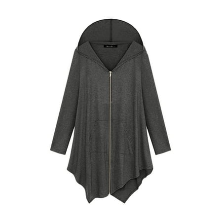 Hooded Asymmetric Hem Plain Outerwear Hooded Asymmetric Hem Plain Outerwear