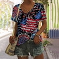 thumbnail image 2 of Xihbxyly Womens Plus Size Tops Summer Short Sleeve T-Shirt Casual Loose V Neck Tee Shirts July 4 Shirts for Women Independence Day Tops, 2 of 5