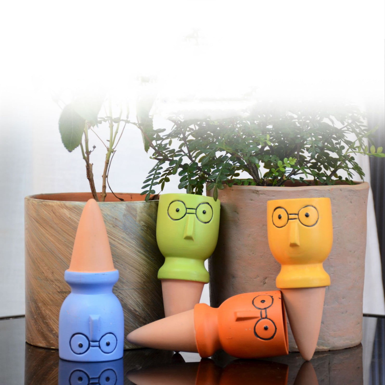 (Clearance) BNNG 4 Pack Terracotta Watering Spikes, Vacation Self-Watering Planters Devices - Continuous Moisture with Slow Release Watering System - Perfect for Indoor Outdoor Plants (Big Head)