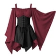 thumbnail image 5 of Hurxie Women Plus Size Punk Cold Shoulder Flare Sleeves Lace Gothic Dress, 5 of 5