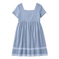 thumbnail image 5 of 2026 Summer Womens Dress Cotton Linen Square Neck Short Sleeves Eyelet Hem Knee-Length Dress, 5 of 9