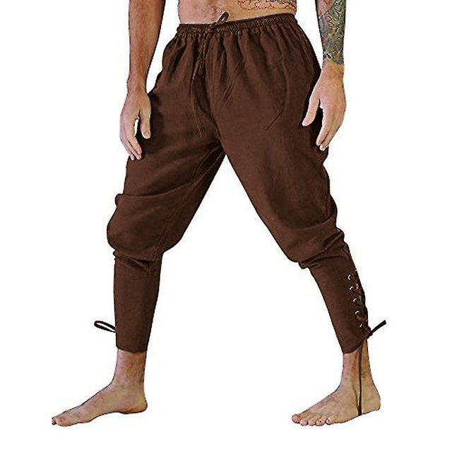 Halloween Christmas Mens Ankle Banded Pants Medieval Costume Trousers Renaissance Gothic Pants
