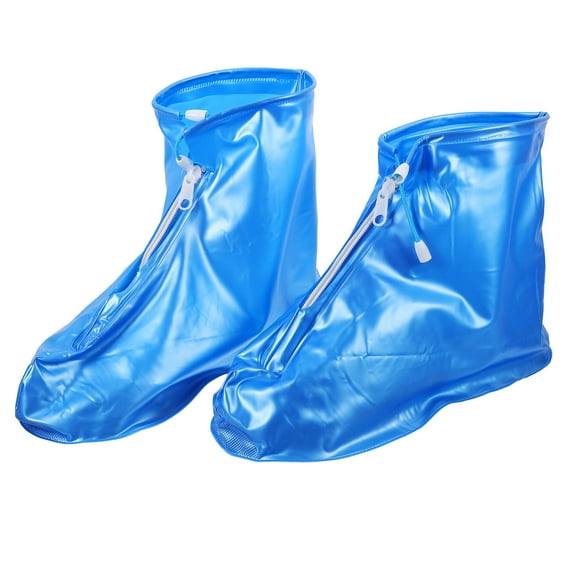 BESTYASH 1Pair Blue Rain Boot Overshoes with Zipper Durable Tear Resistant Shoe Protector for Outdoor Use