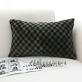 thumbnail image 2 of SOGA 30cm Urban Light Luxury Dark Green Checkered Lumbar Throw Pillow, 2 of 8