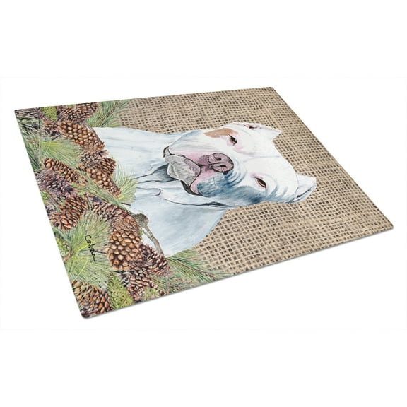 Caroline's Treasures Pit Bull Glass Cutting Board Large