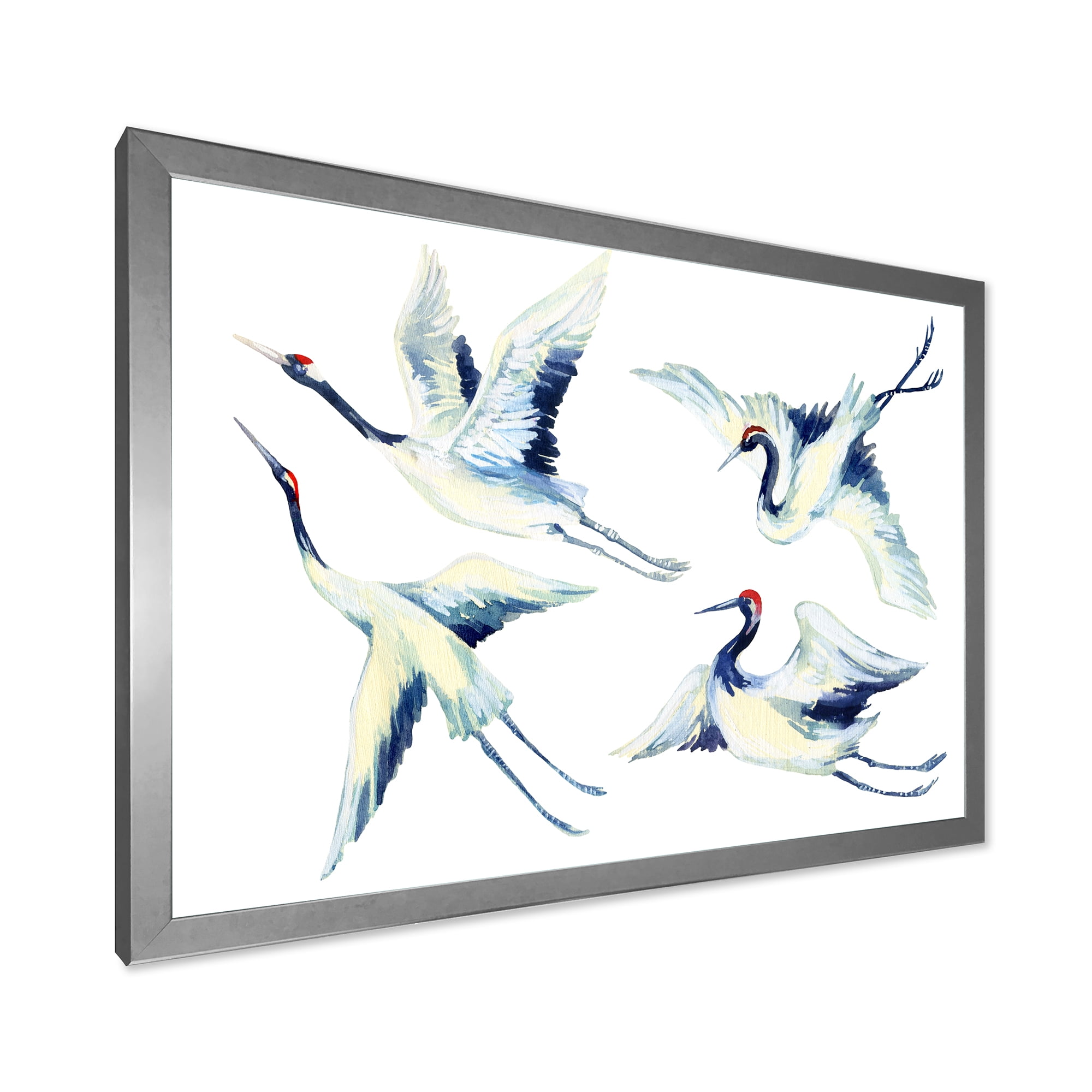 Designart 'Asian Crane Bird Impression II' Traditional Framed Art Print