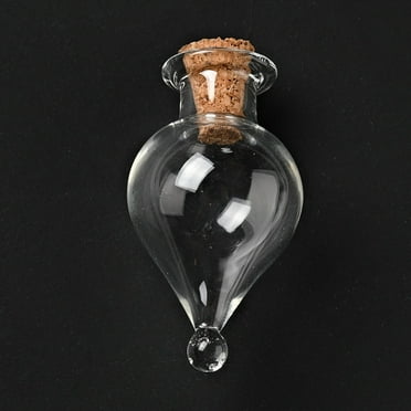 10pc Teardrop Glass Cork Bottles Ornament Glass Empty Wishing Bottles DIY Vials for Pendant Decorations Clear 3.6cm