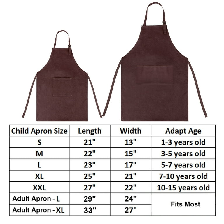 Opromo Colorful Cotton Canvas Kid\'s Aprons with Pocket, Artist Apron &  Chef Apron (Coffee, 25L x 21W)